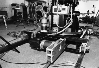The camera robot in a studio between sequences for the 1997 LEGO campaign